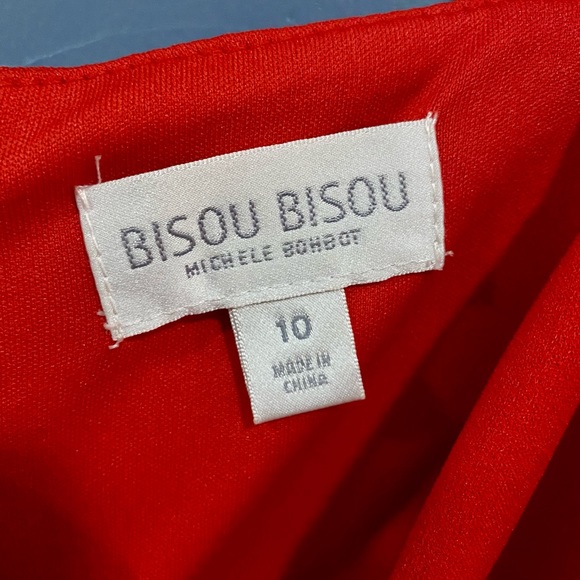 Bisou-Bisou Red Midi Body-con Cocktail Dress Size 10 - Picture 8 of 10